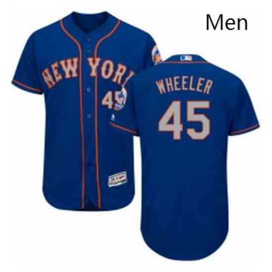 Mens Majestic New York Mets 45 Zack Wheeler RoyalGray Alternate Flex Base Authentic Collection MLB Jersey